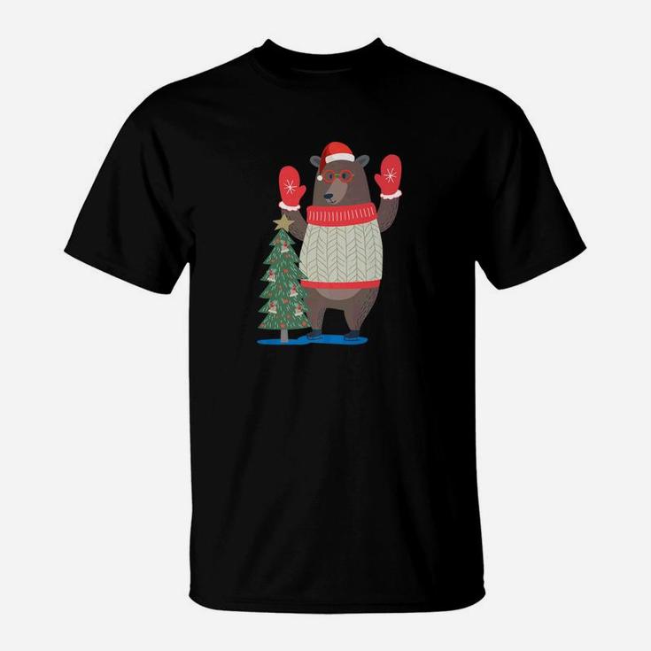 The Big Christmas Bear Near Of Christmas Tree Funny T-Shirt