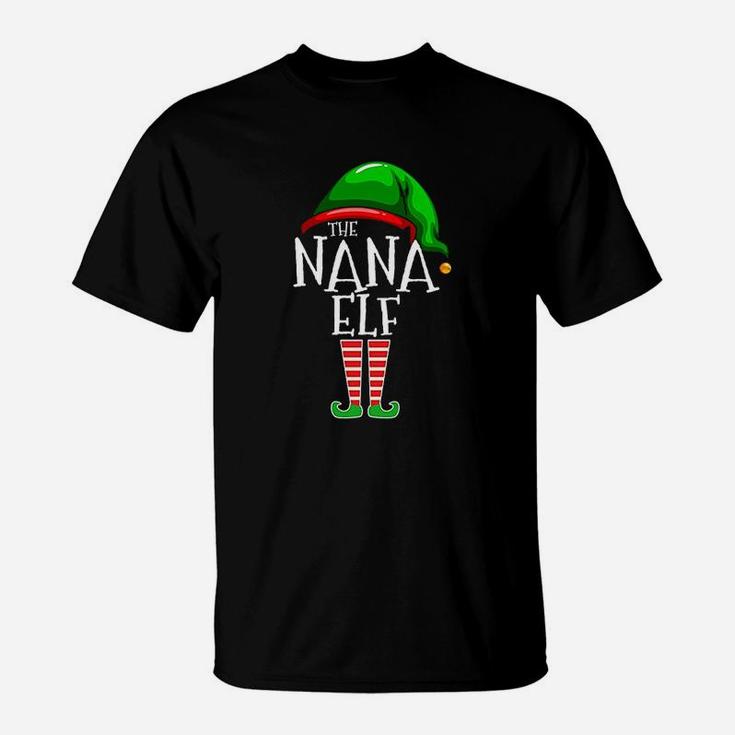 The Nana Elf Family Matching Group Christmas Gift Grandma T-Shirt