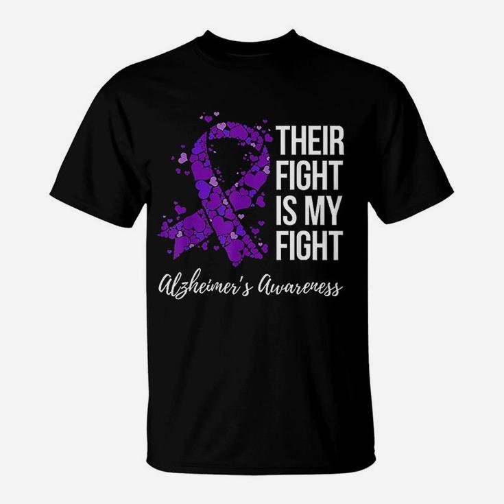Their Fight Is My Fight Purple Ribbon Alzheimers Awareness T-Shirt