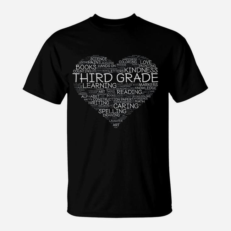 Third Grade Word Heart 3rd Grade Student Teacher T-Shirt