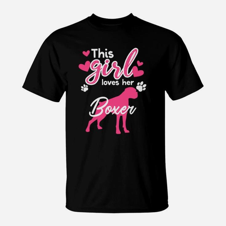 This Girl Loves Her Boxer Graphic Dog Love T-Shirt