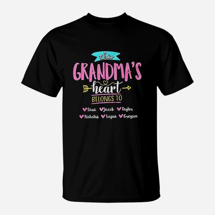 This Grandmas Heart Belongs To Personalized Mom Mama Gigi T-Shirt