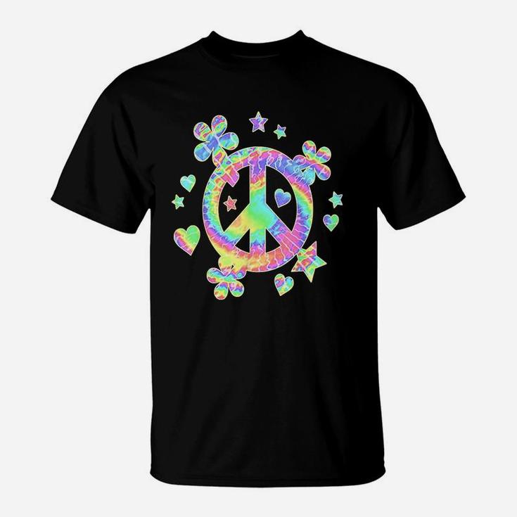 Tie Dye Peace Sign Cute Love Colorful Tye Dye Hippie Flowers T-Shirt