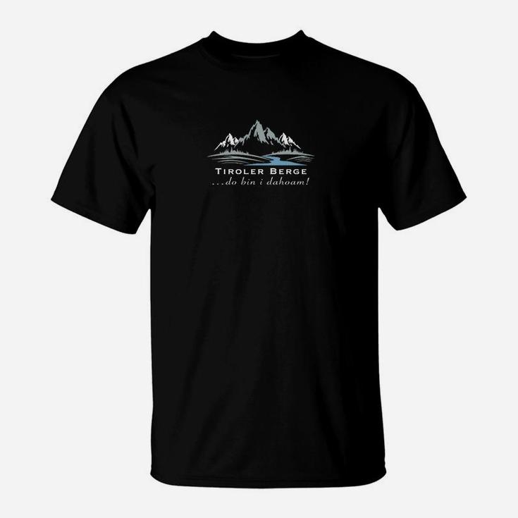 Tiroler Berge Herren T-Shirt Schwarz, Lebe die Berge Motiv Tee
