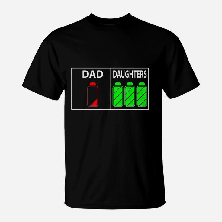 Triplet Dad Of Three Daughters Funny Fathers Day Gift T-Shirt