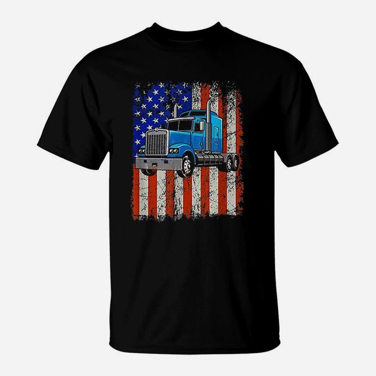 Truck Driver American Flag Proud Trucker T-Shirt T-Shirt