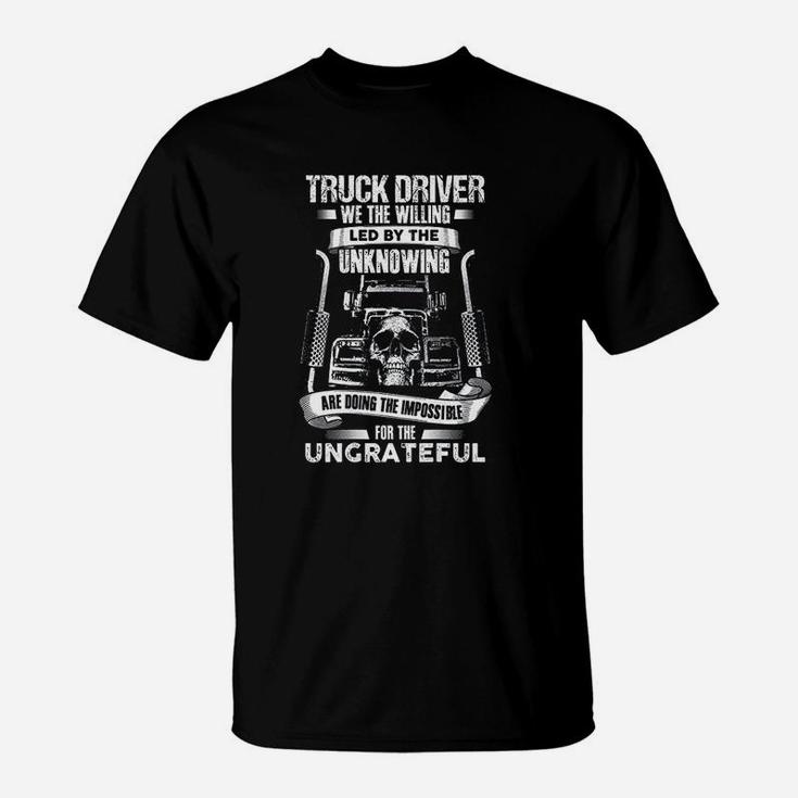 Truck Drivers Fun Truckers Trucking Skull Backside T-Shirt