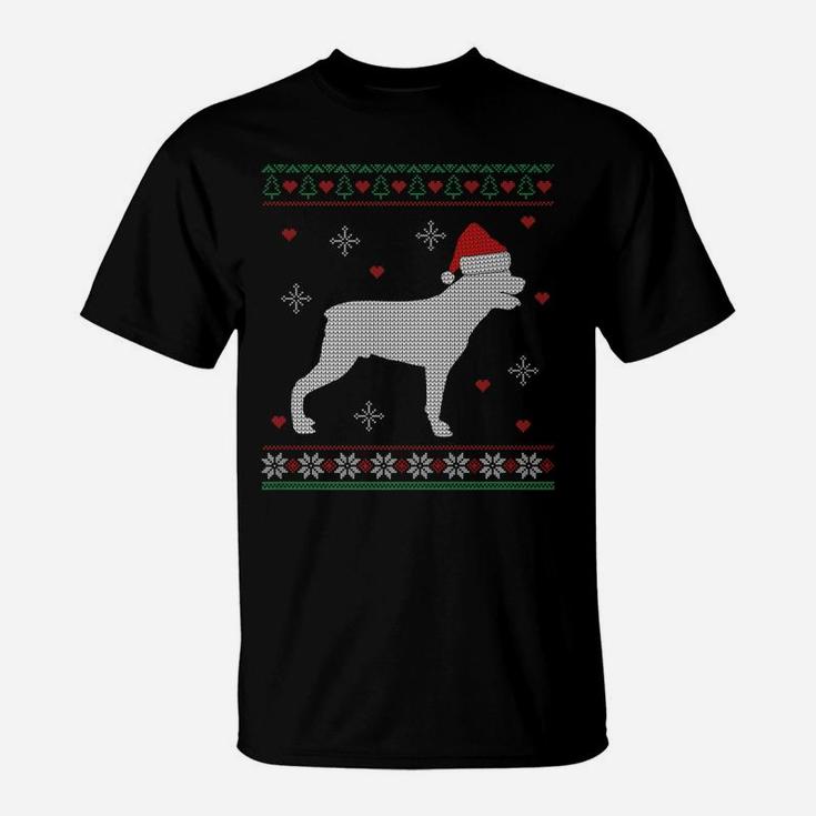 Ugly Christmas Rottweiler Funny Gift Dog Lover T-Shirt