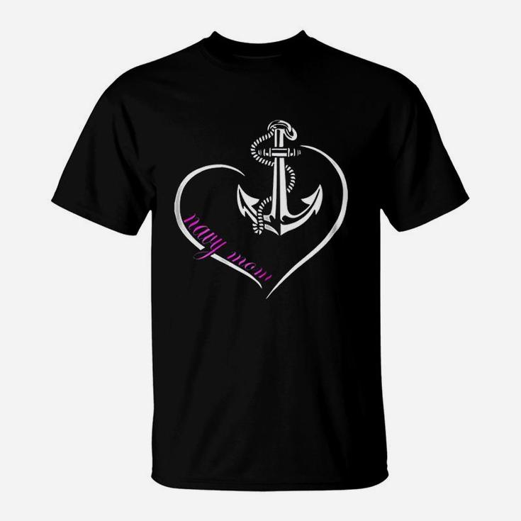 Us Navy Original Proud Navy Mom Anchor Heart Mothers Day T-Shirt