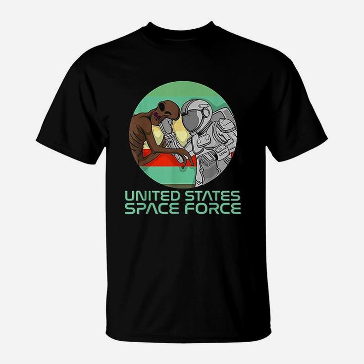 Us Space Force Funny Astronaut Versus Alien T-Shirt