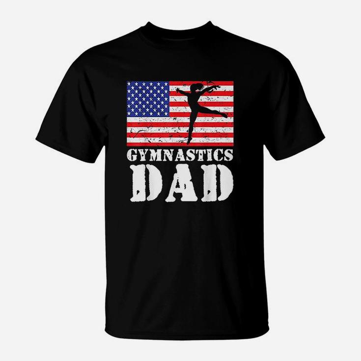 Usa American Distressed Flag Gymnastics Dad T-Shirt