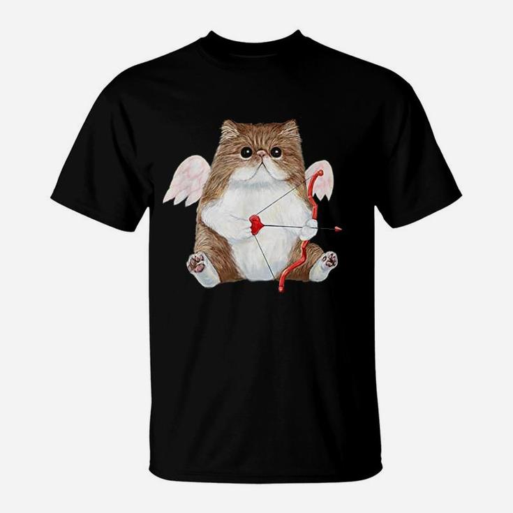 Valentines Day Cat Cupid Heart T-Shirt