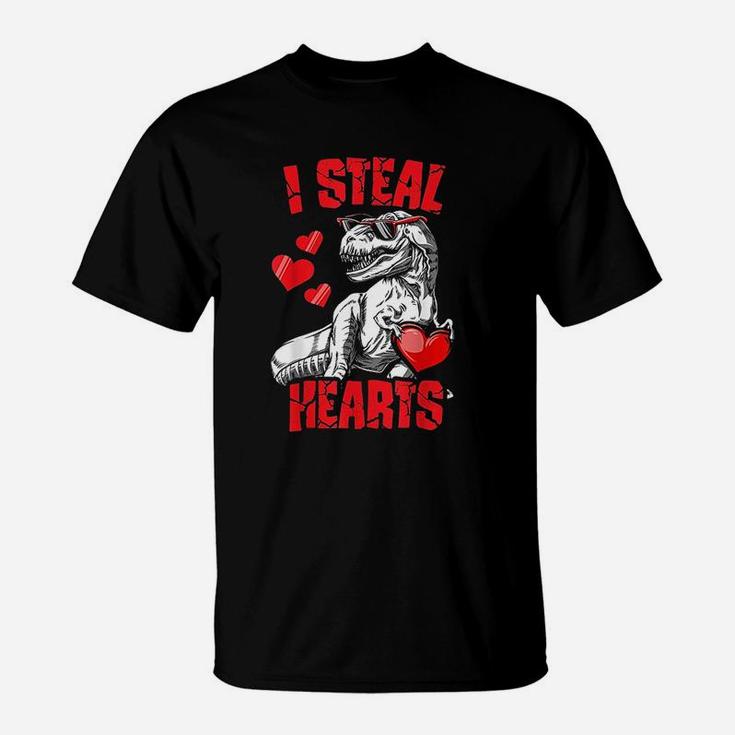 Valentines Day Dinosaur T Rex Lover I Steal Hearts T-Shirt