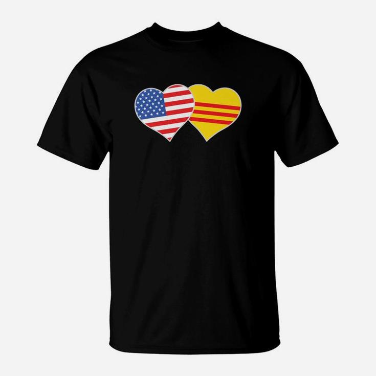 Vietnamese American Flag Usa South Vietnam Flag Heart T-Shirt