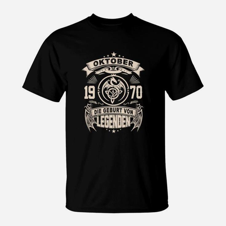 Vintage 1970 Oktober Geburtstags-T-Shirt für Legenden