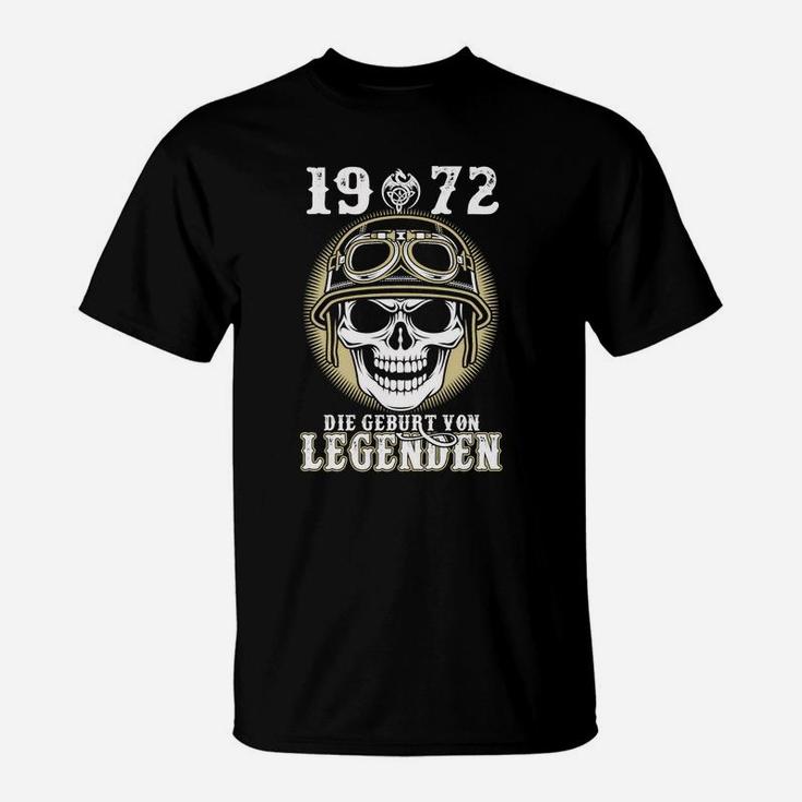 Vintage 1972 Geburt von Legenden T-Shirt, Totenkopf und Pilotenhelm