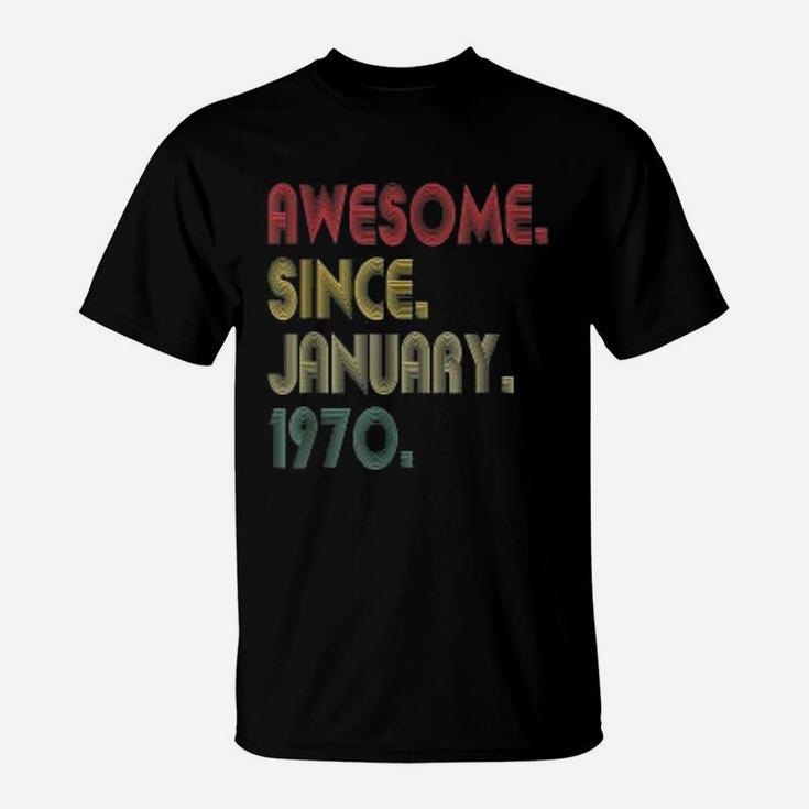 Vintage 51th Years Awesome Since January 1970 Birthday Gift T-Shirt