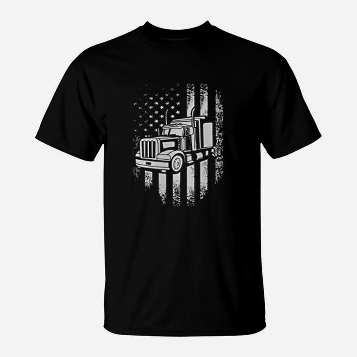 Vintage American Usa Flag Truck Trucker T-Shirt