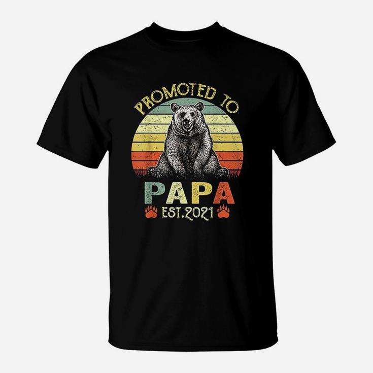 Vintage Bear Promoted To Papa Est 2021 Fathers Day T-Shirt
