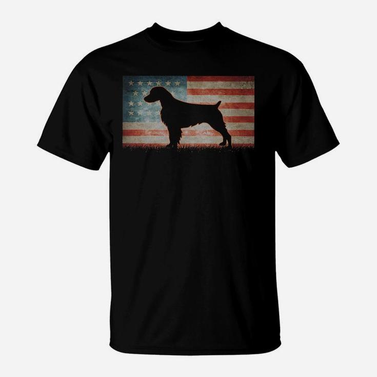 Vintage Best Brittany Spaniel Dog Dad Ever American Flag T-shirt T-Shirt