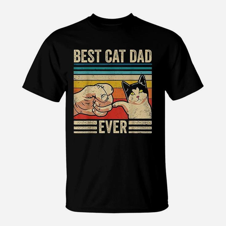 Vintage Best Cat Dad Ever Bump Fit Fathers Day Gifts T-Shirt