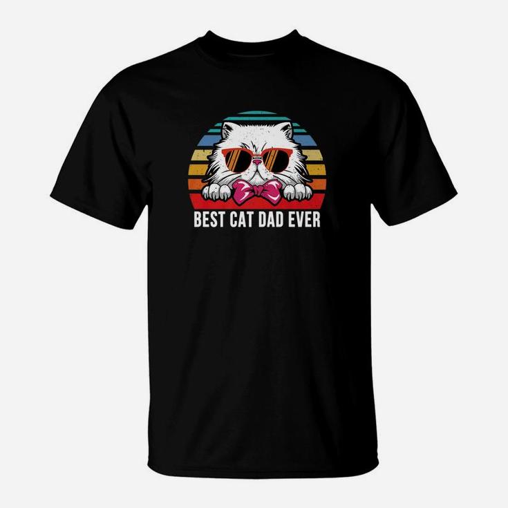 Vintage Best Cat Dad Ever Retro Funny Cat Daddy Father Gift Premium T-Shirt