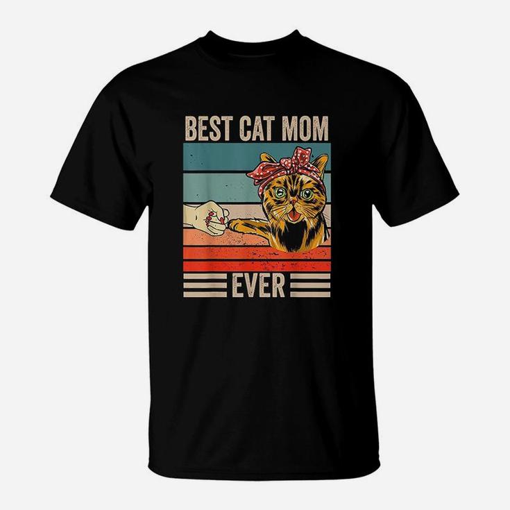 Vintage Best Cat Mom Ever Bump Fist Mothers Day Gifts T-Shirt