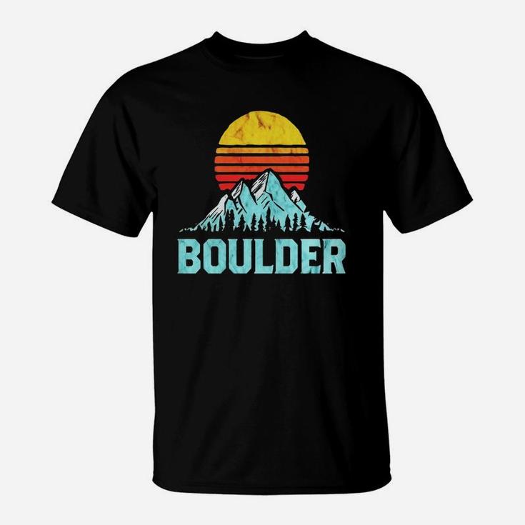 Vintage Boulder, Colorado Retro Distressed Mountains Tee T-Shirt