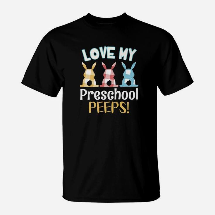 Vintage Bunny Rabbit Love My Preschool Peeps Teacher T-Shirt