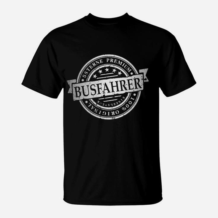 Vintage Busfahrer Emblem Schwarzes T-Shirt im Retro-Stil