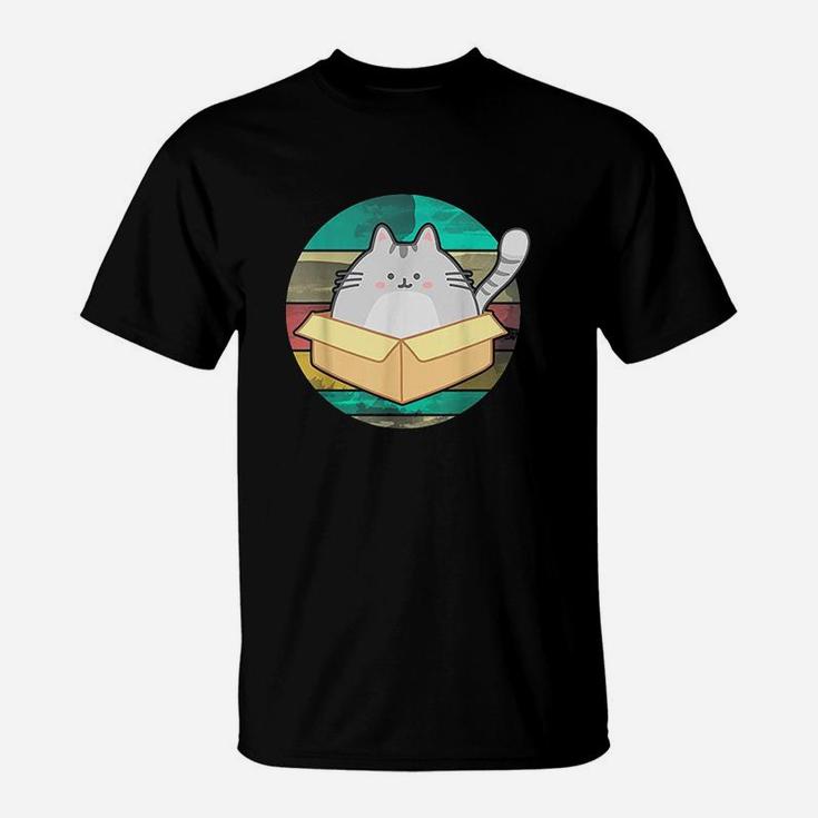 Vintage Cat In Box Retro Style Cute Fat Cat T-Shirt