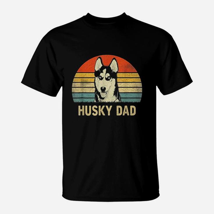 Vintage Husky Dad Fathers Day Gifts T-Shirt