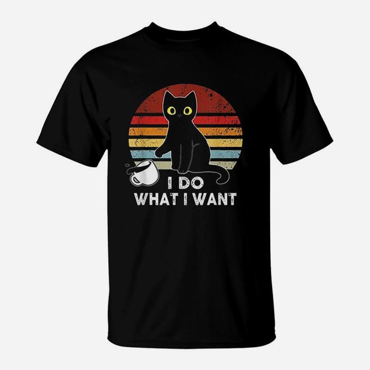 Vintage I Do What I Want Cat Lover Dad Mom T-Shirt