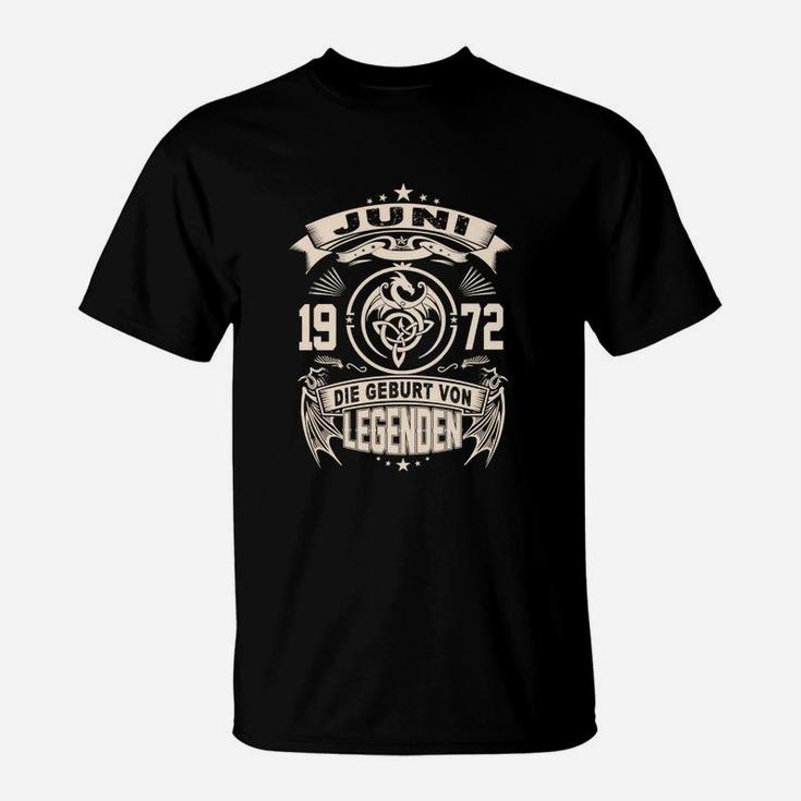 Vintage Juni 1972 - Die Geburt von Legenden Schwarzes T-Shirt