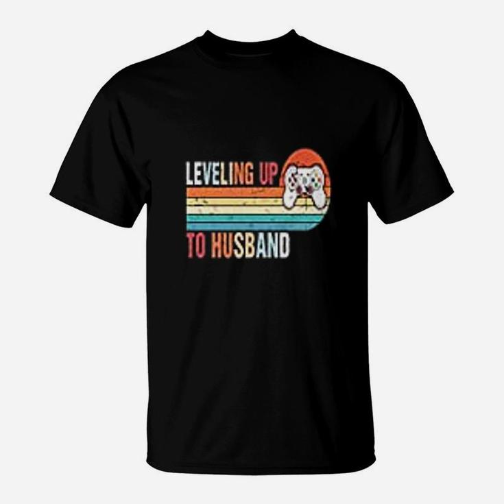 Vintage Leveling Up To Husband Engagement Party T-Shirt