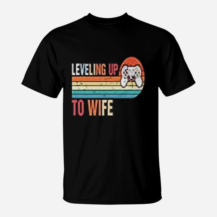Vintage Leveling Up To Wife Engagement Party T-Shirt