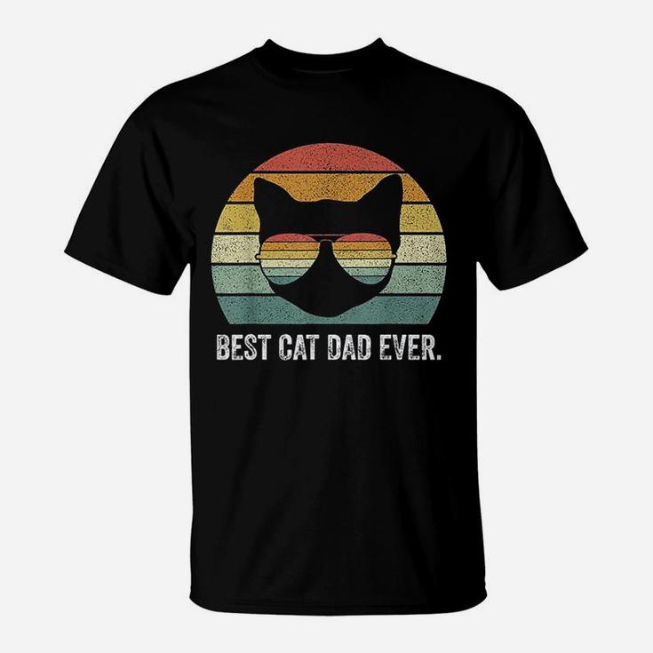 Vintage Retro Best Cat Dad Ever Funny Cat Dad Father T-Shirt