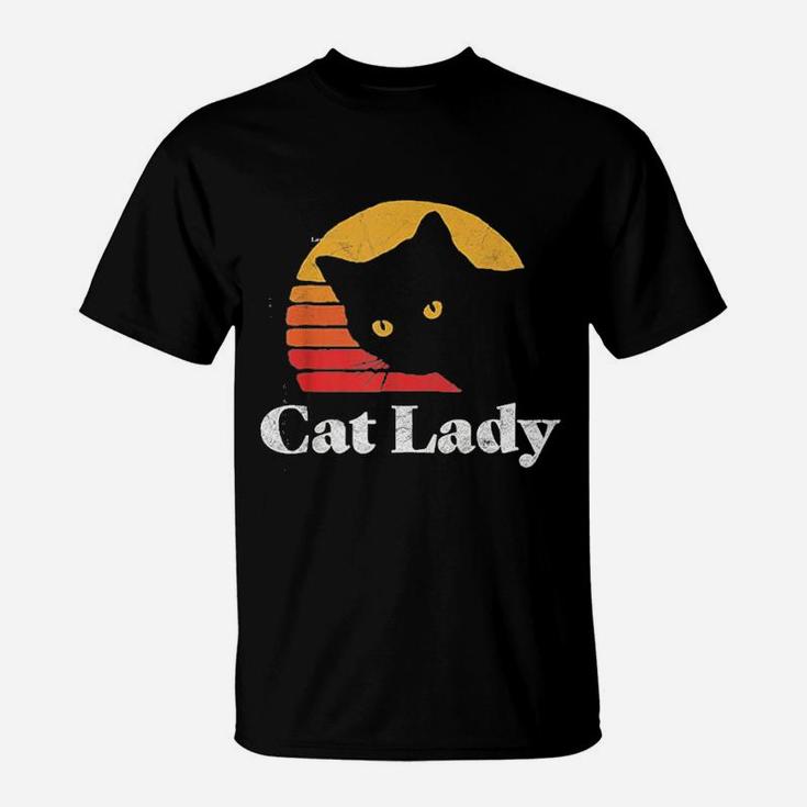 Vintage Retro Style Cat Lady 80s T-Shirt