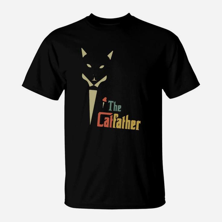 Vintage The Catfather Funny Cat Dad Father Of Cats Retro Sunset Kitty Kitten Lover T-Shirt