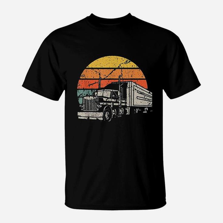 Vintage Truck Driver Gift Retro Sun Driving Trucker T-Shirt