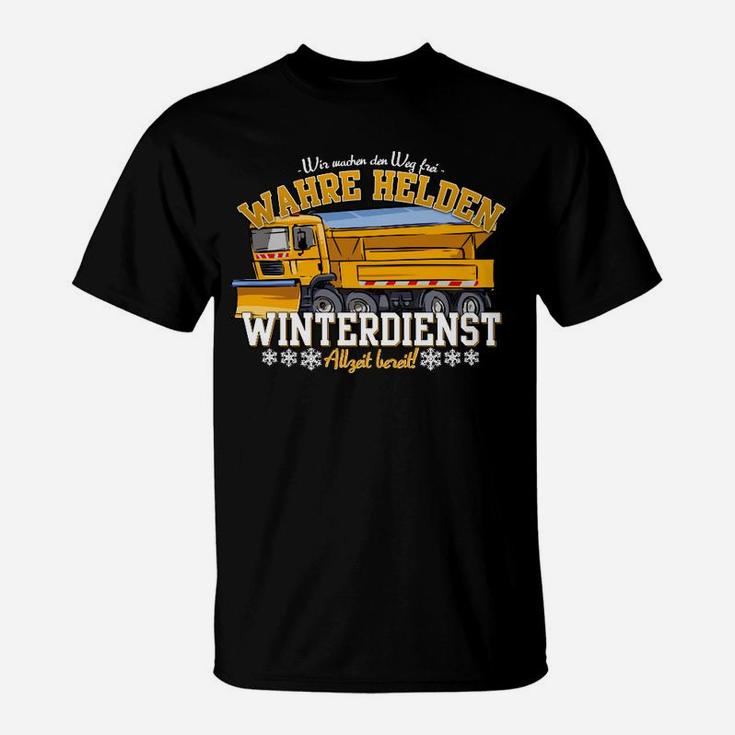 Wahre Helden Winterdienst Schwarzes T-Shirt, Lustiges Motiv für Schneeräumer