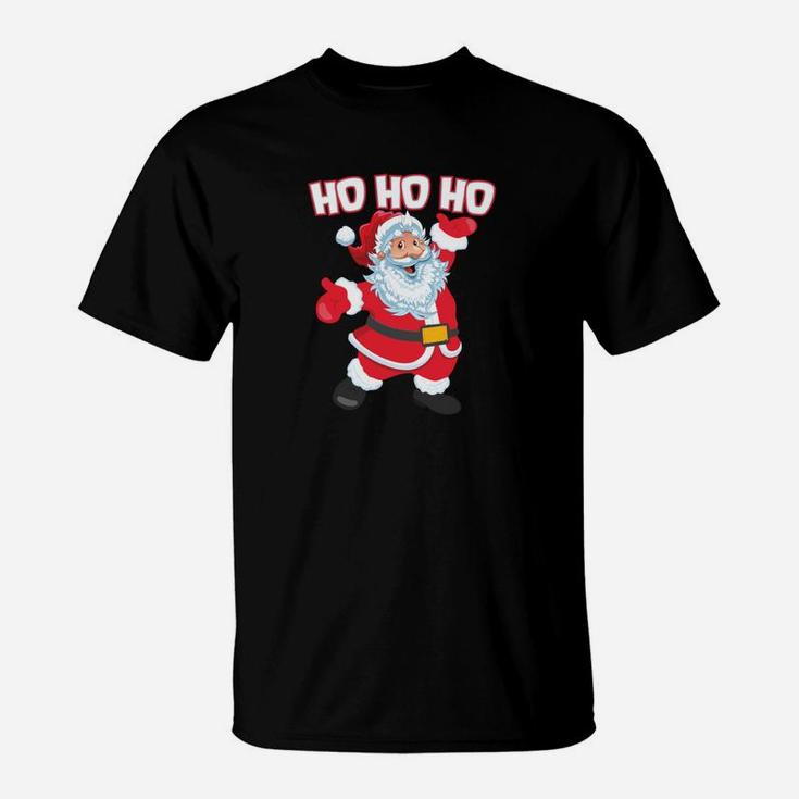 Weihnachtsmann Ho Ho Ho Schwarzes T-Shirt, Festliche Bekleidung
