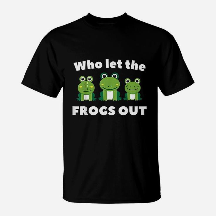 Who Let The Frogs Out Kids Preschool Frog Squad Frog Lover T-Shirt