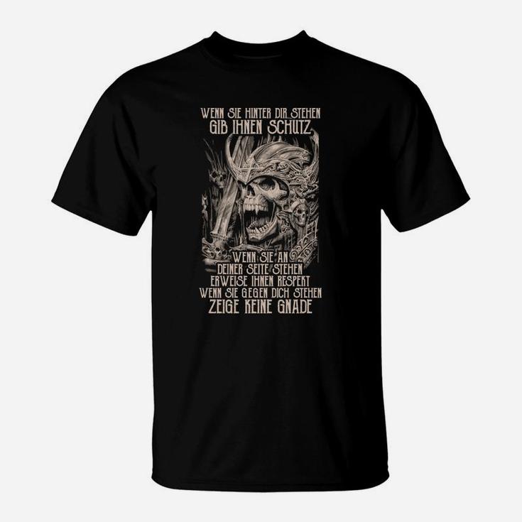 Wikinger Motiv Schwarzes Herren T-Shirt mit Spruch, Nordische Mythologie Tee