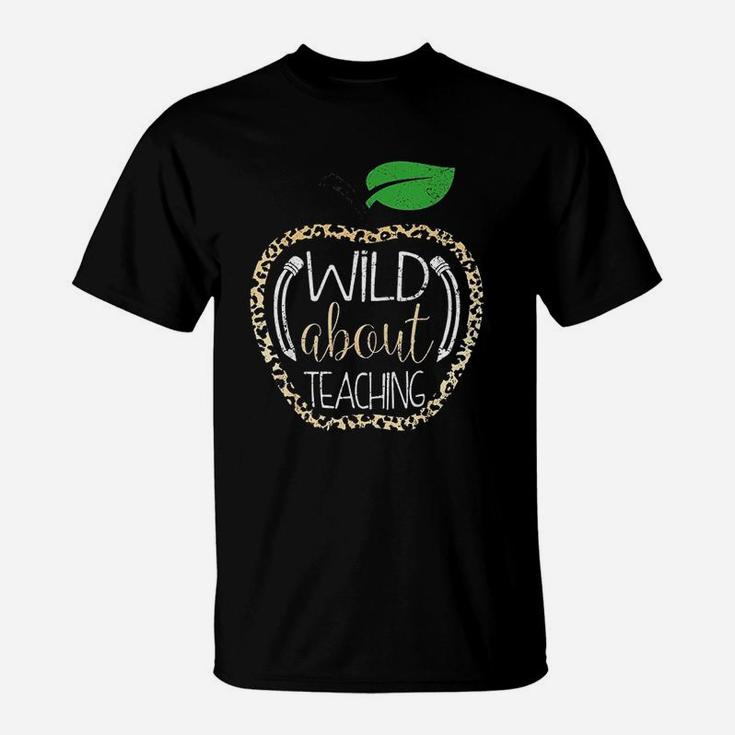 Wild About Teaching Leopard Print School Teacher T-Shirt