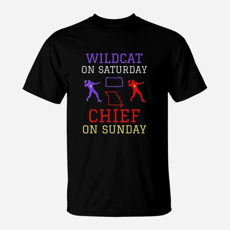 Wildcat On Saturday Chief On Sunday Kansas City Football T-Shirt