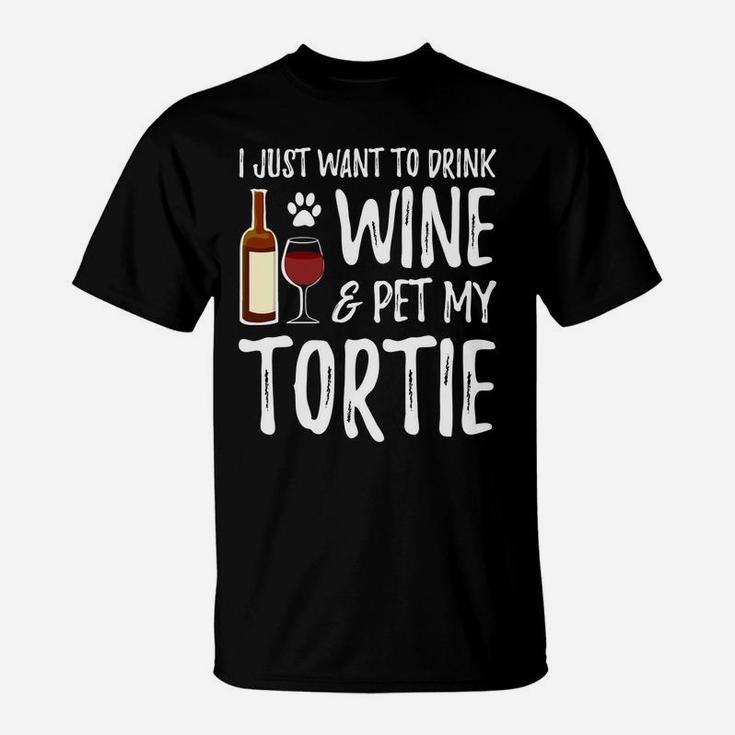 Wine And Tortie For Tortie Cat Mom T-Shirt
