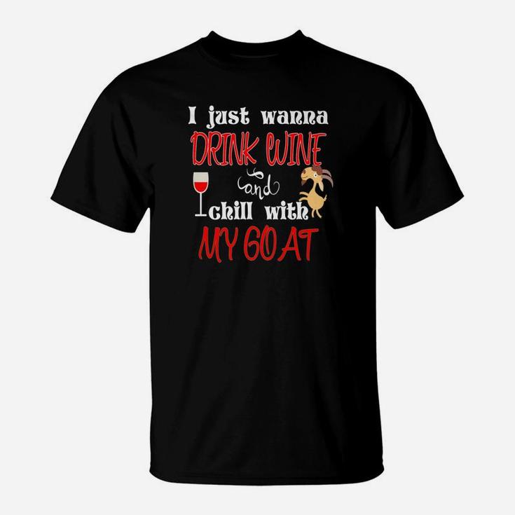 Wine Lover Goat Mom Dad Crazy Goat Farmer Lady Gift T-Shirt