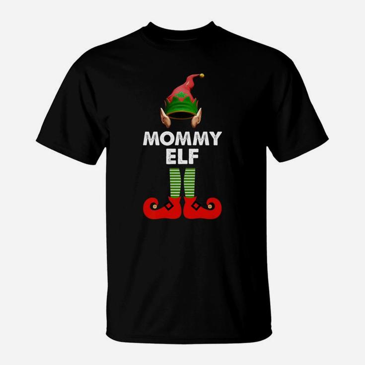 Womens Womens Mommy Elf Funny Matching Christmas Costume T-Shirt