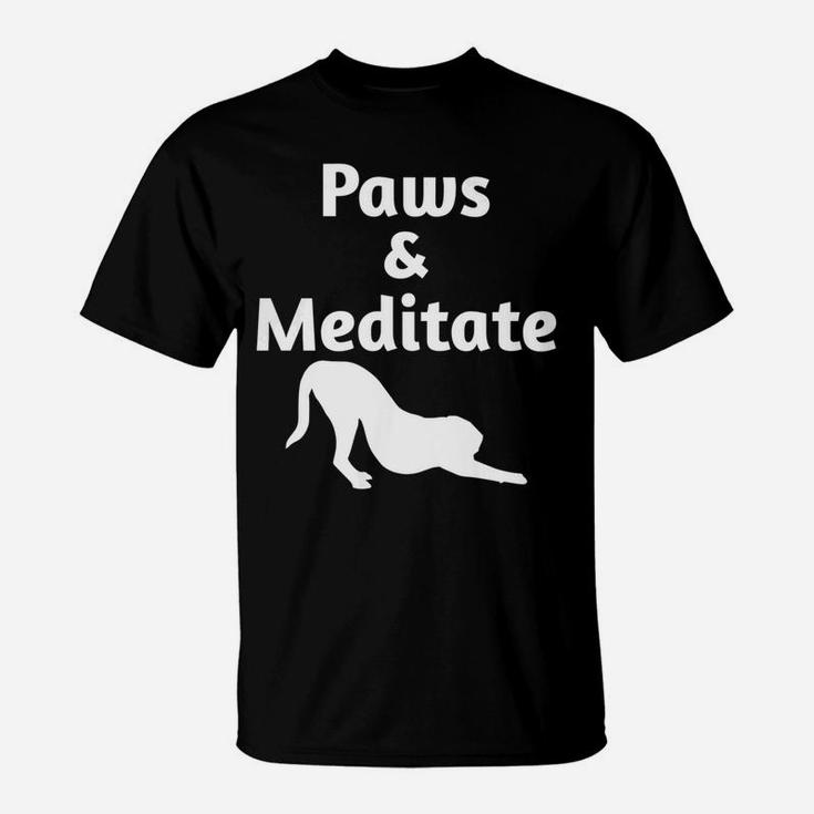 Womens Womens Yoga Paws And Meditate Dog Lover Pets Funny T-Shirt